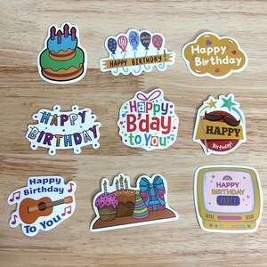 Stickers Joyeux anniversaire , Gâteau , Ballons , Banderoles , Enfants , Adultes , Cadeau , Bougies , Loisirs créatifs , Scrapbooking