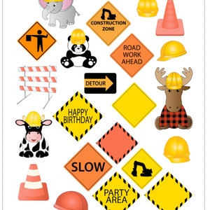 Autocollants de construction, orignal, signes, panda, vache, lent, machines, casque, cône de signalisation, orange, jaune