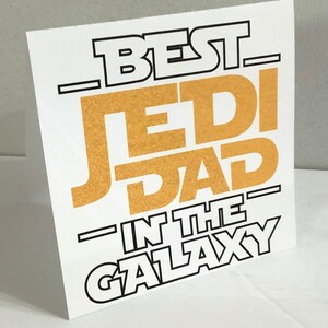 Carte Meilleur papa Jedi de la galaxie, intérieur vierge, imprimé, scintillant, fête des pères, anniversaire, amour, cadeau