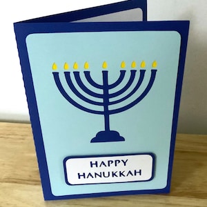 Carte de joyeux Hanoukka, intérieur vierge, bleu, tradition, lumière, 9 jours, famille, amis, vacances