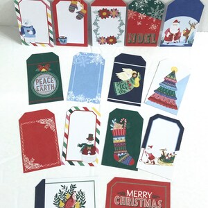 Ensemble de 15 étiquettes de Noël, père Noël, flocon de neige, Noël, ange, arbre, ours polaire, fleur, plante, bas