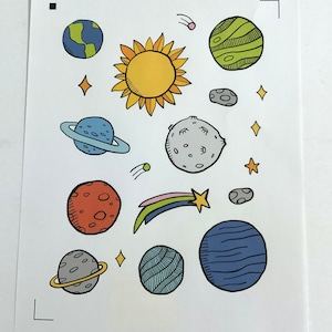 Autocollants Space Explorer , étoiles , planètes , soleil , terre , étoile filante , enfants , artisanat , Scrapbooking , cadeau