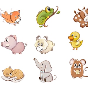 Stickers animaux mignons , Sauvage , Bébé , Enfants , Loisirs créatifs , Scrapbooking , Récompenses , Cadeaux , Carnets , Renard , Ducky , Cochon