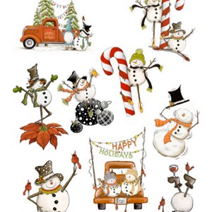Stickers amusants bonhomme de neige, Neige, Bonbons, Hiver, Froid, Camion, Vacances, Fleur, Noël, Plante, Créations manuelles