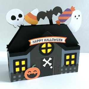 Carte pop-up Happy Halloween, citrouille, fantôme, bonbon, chauve-souris, tête de mort, méchant, enfants, des bonbons ou un sort