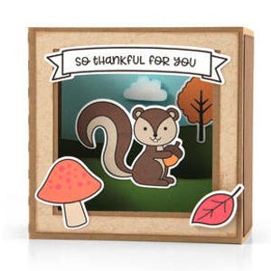 Thanksgiving / Fall Pop Up Card , Squirrel , Friend , PaperCut , Mushroom, Autumn , Leaves