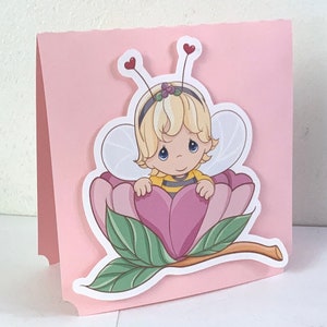 Precious Moments Baby Bumble Bee Card , Vierge à l’intérieur , Fleur , Rose , Mignon , Adorable