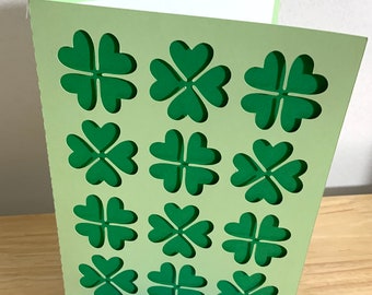Shamrock Card , Blank inside , Green , Mint , Four Leaf Clover , Good Luck , Irish