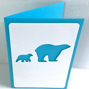 Carte ours polaire, neige, ciel, maman, bébé, Arctique, froid, vie, sauvage, animal, famille, amis