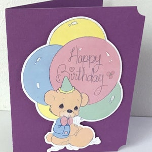 Carte de voeux de joyeux anniversaire Moments précieux , Vierge à l'intérieur , Ballons , Fête , Nœud papillon , Enfants , Mignon
