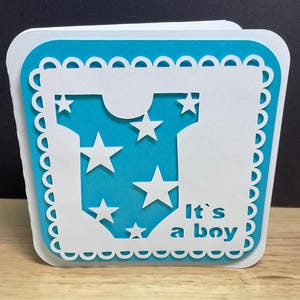 Carte C'est un garçon , Étoiles , Bleu , Cache-couche , Nouveaux parents , Cadeau , Bienvenue , Bénédiction , Doux