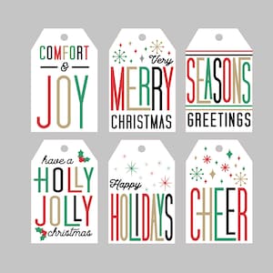 MOD Étiquettes de Noël , Cadeaux , Vacances , Joie , Festif , Holly , Merry , Cheer , Hiver