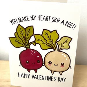 Carte de Saint-Valentin à la betterave, Kawaii, coeur, partenaire, conjoint, amour, sucré, végétarien