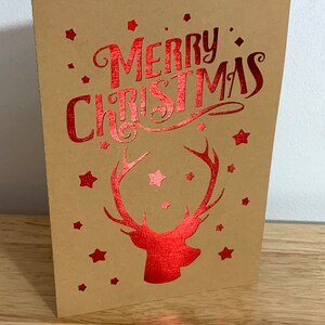 Carte Joyeux Noël cerf , Étoiles , Festif , Marron , Campagne , Cerf , Sauvage , Renne , Traditionnel