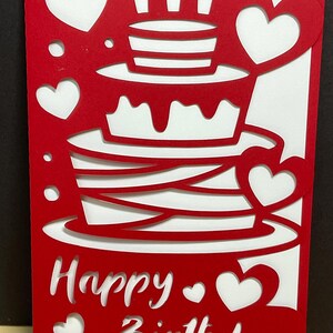 Carte de joyeux anniversaire , Gâteau , Bougies , Rouge , Cœurs , Amour , Fête , Célébrations , Glaçage , Yum
