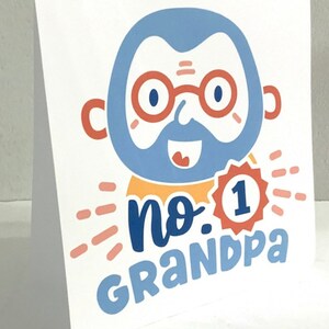 No 1 Grandpa Card , Blank inside , Printed , Happy , Papa , Grandfather , Fathers Day , Birthday