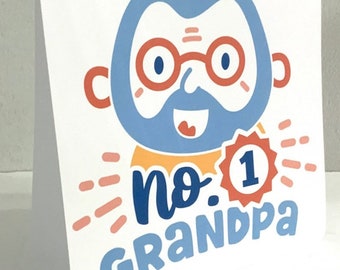 No 1 Grandpa Card , Blank inside , Printed , Happy , Papa , Grandfather , Fathers Day , Birthday