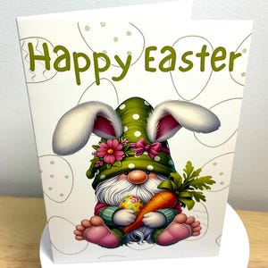 Joyeuses Pâques, carte de gnome, carotte, oeuf, enfants, adultes, famille, vacances, chocolat
