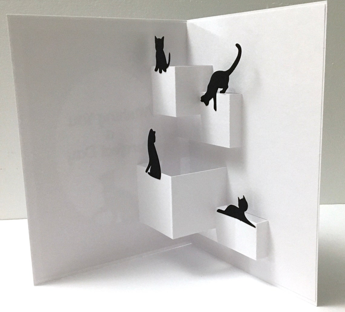 Perfect Day Pop up Cat Card , Blank Inside , Flowers , Kitten , Kitty ...