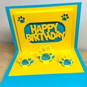 Carte d'anniversaire pour animal de compagnie , Empreintes de pattes , Chat , Chien , Chiot , Chaton , Animaux , Famille , Bébé , Cadeau