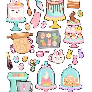Autocollants de cuisson de Pâques, lapin, gâteau, biscuits, miam, enfants, cadeau, artisanat, souvenirs, scrapbooking, chocolat