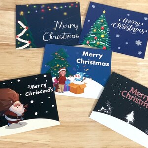 Paquet de cartes Christas , Cadeaux , Neige , Arbre , Vacances , Étoiles , Famille , Amis , Hiver , Festif , Joie , Joyeux