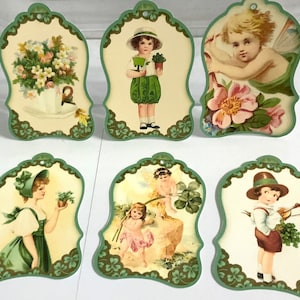Tags au style magnifique vintage , Imprimé , Trèfles , Fleurs , Classique , Irlandais