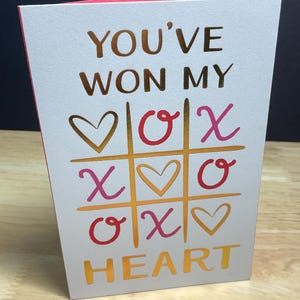 J'ai gagné une carte My Heart pour la Saint-Valentin, un X, des O, tic tac des orteils, amour, feuille d'or, sucré
