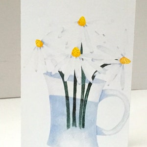 Carte postale Fleurs dans une tasse , Intérieur vierge , Printemps , Été , Ami , Famille , Bonjour , Daisy , Enseignant , Voisin