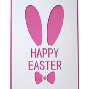 Happy Easter Card , Vierge à l’intérieur , Papercut , Enfants , Adultes , Famille , Amis , Oreilles , Arc , Rose