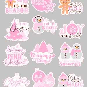 Stickers de Noël C'est la saison , Rose , Pain d'épice , Décorations , Arbre , Vacances , Bonhomme de neige , Fabrication de cartes