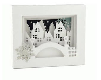 Winter City 3D Box Card , Blank , Holy Night , Christmas , Holidays , Gift , family , friends , coworkers
