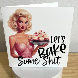 Cuire des cartes de visite , Vierge à l'intérieur , Femme , Classique , Rétro , Cupcakes , Humour pour adultes , Blonde