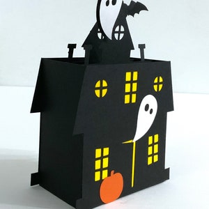 Carte de la maison hantée, Halloween, fantôme, citrouille, chauve-souris, 3D, effrayant, décoration, boîte, octobre, huée