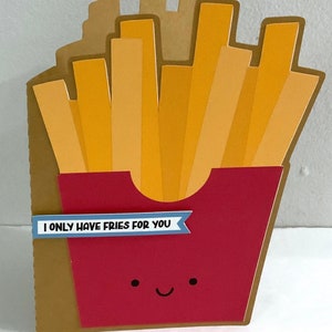 Carte d'amour de frites , Vierge à l'intérieur , Imprimé , Nourriture , Kawaii , Enfants , Adultes , Jeux de mots