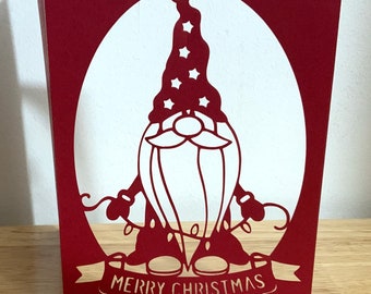 Merry Christmas Gnome Card , Lights , Festive , Holiday , Happy , Family , Friends , Winter