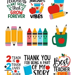 Autocollants d'enseignement, école, étudiants, récompense, enseignants, pomme, crayon, livres, apprentissage, croissance, crayons, merci