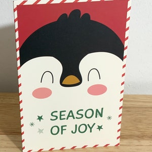 Season of Joy Penguin Christmas Card , Imprimé , Vierge à l’intérieur , Joyeux , Festif , Famille , Amis , Cadeaux