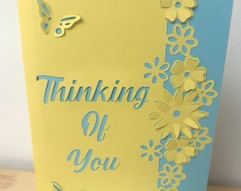 Thinking of you Card , Flowers , Butterflies , Mourning , Grief , Family , Friends , CoWorkers , Neighbours