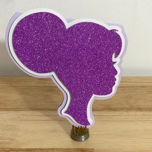 Carte Silhouette fille, Poupée, Violet, Paillettes, Cœurs, Filles, Enfants, Pétillant, Enthousiaste, Joyeux, Anniversaire
