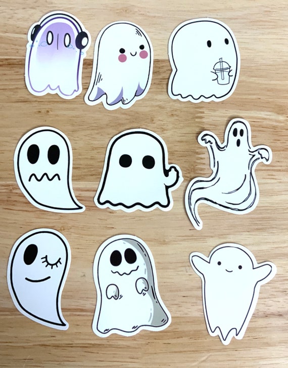 Vinyl Ghost Stickers , Halloween , Kids , Adults , Scrapbooking ,  Waterproof , Holidays , Boo , Crafts 