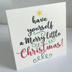 Joyeux petite carte de Noël, vierge à l'intérieur, arbre, vacances, hiver, étoile, famille, amis, joie