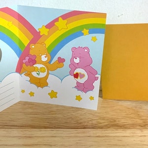 Carte de correspondance Bisounours , arc-en-ciel , coeurs , amour , étoiles , amis , trèfles