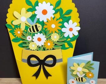 Bee Bouquet Centrepiece with Card, Summer , Spring , Flowers , Bright , Gift , Friend