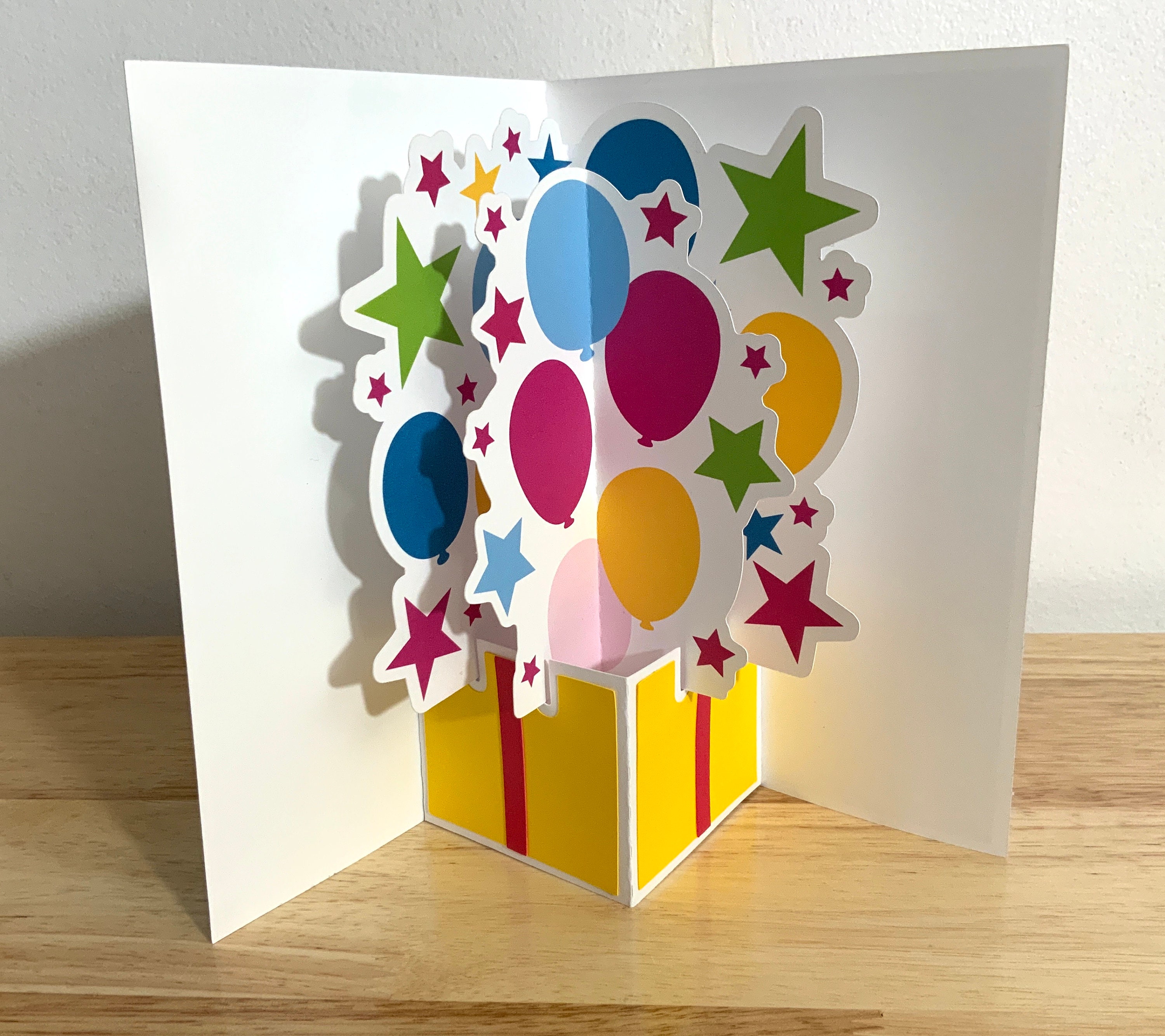 Handmade 3D Birthday Card - Colourful Birthday Card - Unique Luxury Balloon Card - Bright Heart Design - BHE14