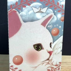 Carte chat , Fleurs , Imprimé , Blanc , Fourrure de bébé , Meow , Doux , Mignonne , Famille , Ami , Ronronnement