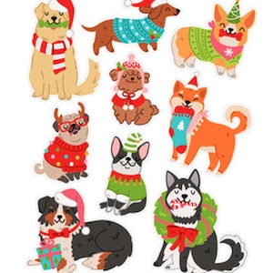 Autocollants de chien de Noël , Meilleur ami , Races , Vacances , Cadeau , Enfants , Scrapbooking , Festif