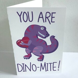 Carte de Saint-Valentin Dino, Vierge à l’intérieur, Coeur, Rouge, Violet, Heureux, Enfants, Amis