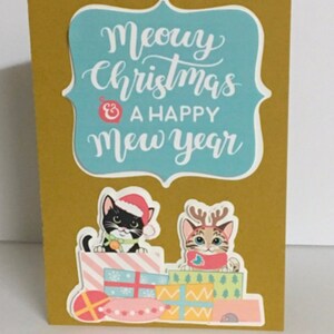 Carte de Noël Kitty Cat , Vierge à l'intérieur , Imprimé , Shopping , Nouvel An , Cadeaux , Famille , Ami , amoureux des chats