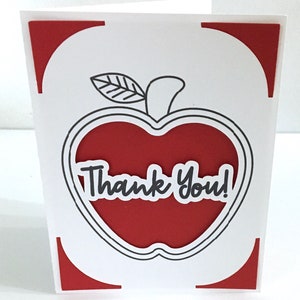 Carte de remerciement Apple, rouge, tirage au sort, papier découpé, appréciation, enseignant, famille, ami, fruit, cadeau